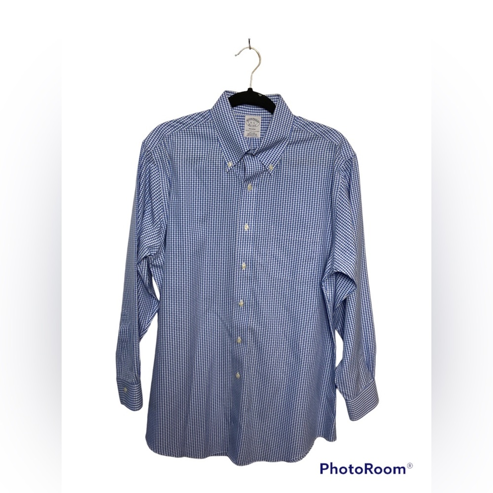 Brooks Brothers Regent blue check long sleeve button down shirt. 16